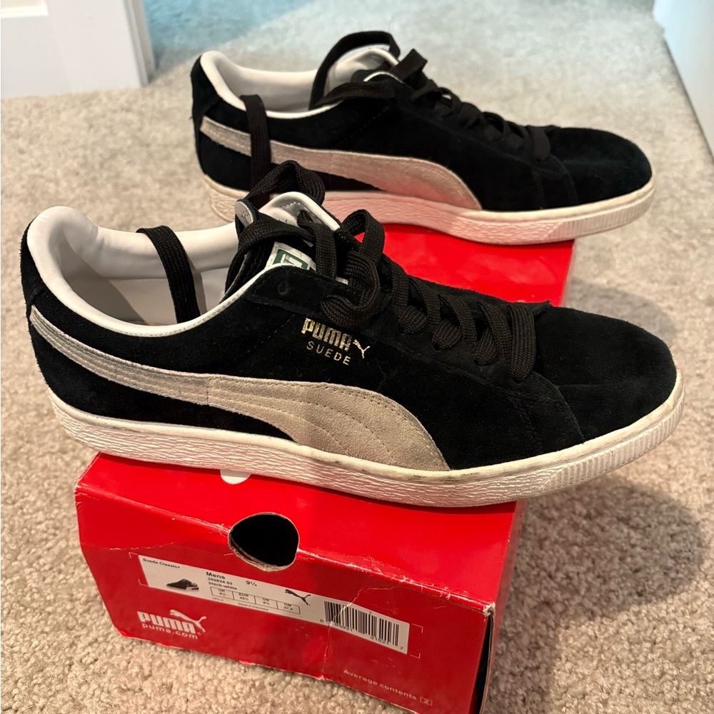 Puma Men's Black Suede Sneakers sz 9.5 - Picture 4 of 5